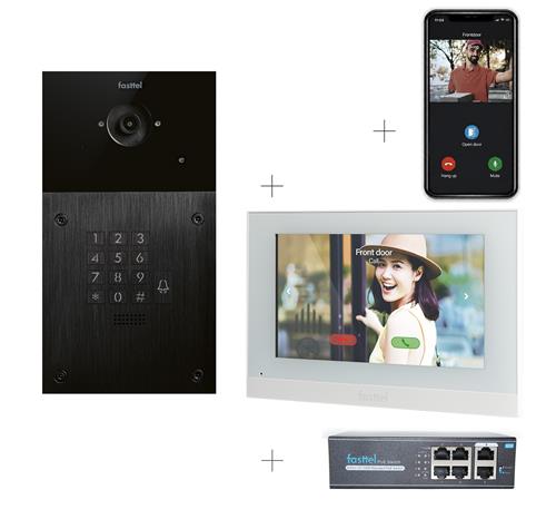 2-draads videokit met code, 7″scherm,4xAPP, Switch